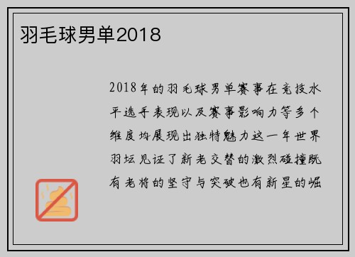 羽毛球男单2018
